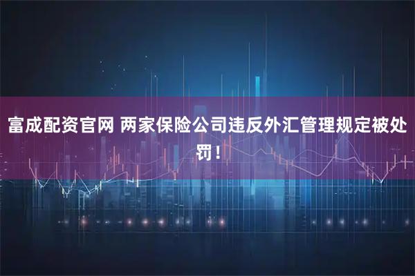 富成配资官网 两家保险公司违反外汇管理规定被处罚！